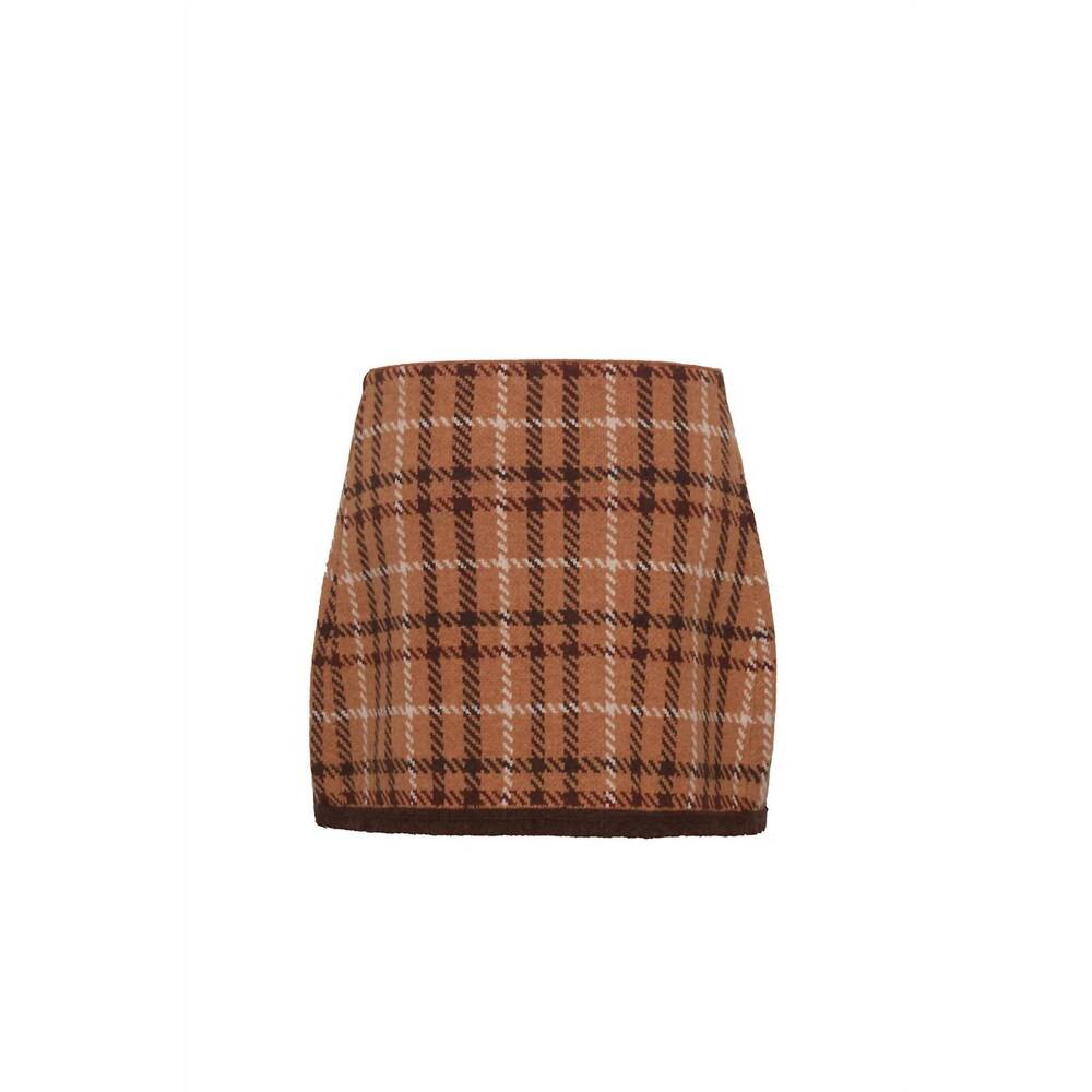 NEW CARA CARA women's jodi mini skirt in camel plaid - Picture 2 of 3